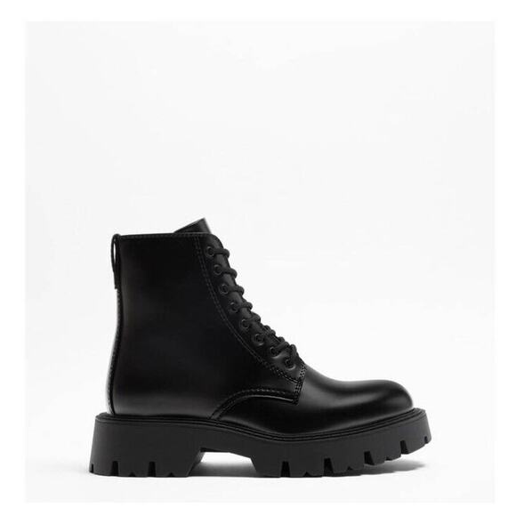 ZARA MEN LACE UP BLACK LUG STYLE BOOT Size 7 US 40 EU - Picture 7 of 7